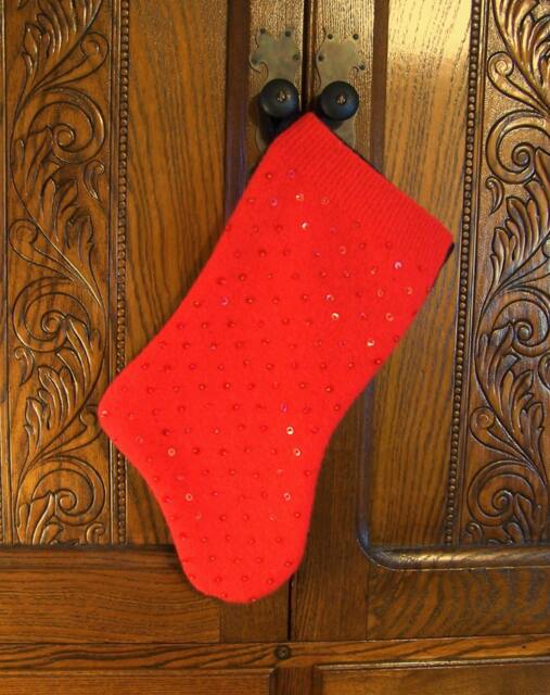 Christmas Stocking - Red With Beading - image 1