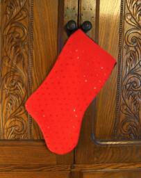 Christmas Stocking - Red With Beading