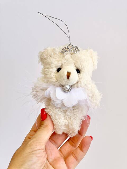 Ivory Teddy Bear Christmas Ornament Plush Princess - image 1