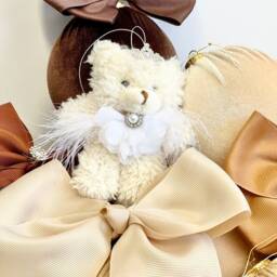Ivory Teddy Bear Christmas Ornament Plush Princess - thumbnail 4