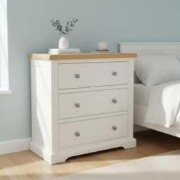 Painted 3-Drawer Chest Of Drawers Oak Top, Assembled