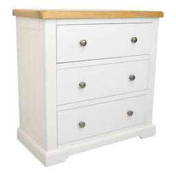 Painted 3-Drawer Chest Of Drawers Oak Top, Assembled - thumbnail 3