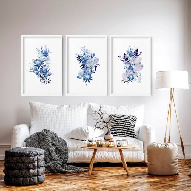 Home Decor Wall Art, Botanical Floral Set Of 3 Posters, Minimalist Farmhouse Hangings, Apartment Gallery Living Room Art - image 1