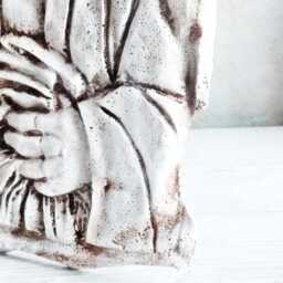 Blessing Icon Plaster Art Wall Sculpture Ornament, Bas Artwork Relief Panel, Textured Gypsum Portrait, Catholic Religious - thumbnail 4