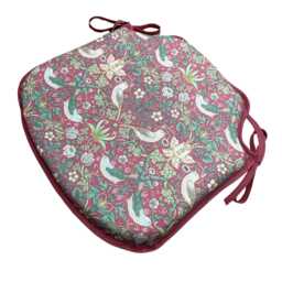 William Morris - Strawberry Thief Crimson 100% Cotton Small Spindle Back Tie-On Seat Pads Dining/Patio/Garden/Kitchen - thumbnail 3