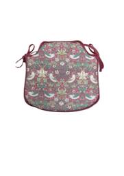 William Morris - Strawberry Thief Crimson 100% Cotton Small Spindle Back Tie-On Seat Pads Dining/Patio/Garden/Kitchen - thumbnail 1