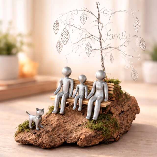 10 Year Anniversary Gift Tin Aluminum 10Th Personalized Family Tree Wedding Women Men Wife Husband Ten Her His 60Th Birthday Sculpture - image 1