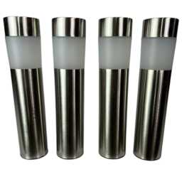 Set Of 4 Solar Post Lights Garden Stake Outdoor Pathway Silver Light Decorative - thumbnail 2