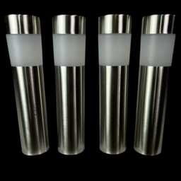 Set Of 4 Solar Post Lights Garden Stake Outdoor Pathway Silver Light Decorative - thumbnail 3