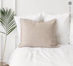 Natural Linen Pillow Case - Stonewashed Flax Sham - Queen, King Sizes - Breathable Eco Bedding