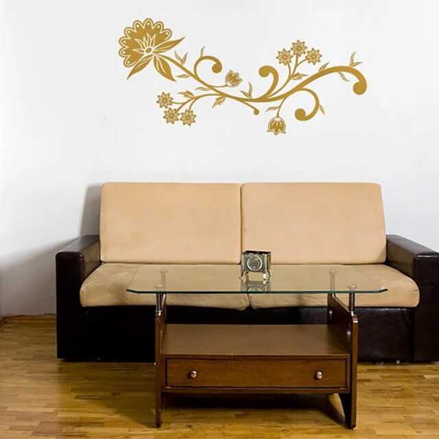 Swirly Flower Wall Decal, Wall Sticker, Floral Design Vinyl Stencil, Wall Decoration - image 1