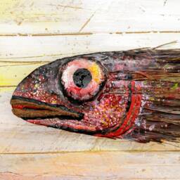 Original Wood Fish Sculpture, 5Th Anniversary Gift, Real Palm Leaf Art, Coastal Wall Decor, Reclaimed Fish, Sustainable Marine Art - thumbnail 2