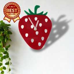 strawberry Shaped Clock - Bespoke Size & Shapes Made - Engraving Services - thumbnail 1