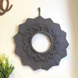 Macrame Mandala Wall Hanging, Boho Circle Fiber Wreath, Minimalist Round Art, Hippie Circular Hoop Tapestry, Bohemian Sun Shaped Ring - thumbnail 1