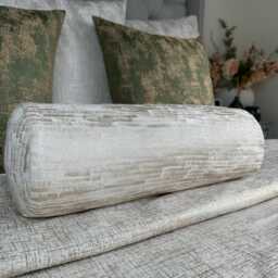 "Luxury Bed Cushion, Accent Modern Cream Natural Decorative Pillow For Sofa Or Bed, Designer Fabric, Cylinder Bolster 16""x6" - thumbnail 3