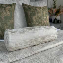 "Luxury Bed Cushion, Accent Modern Cream Natural Decorative Pillow For Sofa Or Bed, Designer Fabric, Cylinder Bolster 16""x6"
