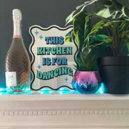 This Kitchen Is For Dancing Mirror, Slogan Printed Mirrors, Vinyl Decal Mirror Pink, Disco Party Decor, Wall Art - thumbnail 3