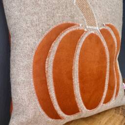 Velvet & Tweed Pumpkin Cushion - Autumn Pillow Scatter Fall Decor - thumbnail 2