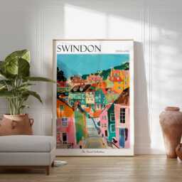 Swindon Travel Poster England Botanical Art Print - thumbnail 2