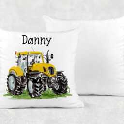 Personalised Watercolour Tractor Cushion, Cuddle Pillow, Birthday Gift, Farm, Kids, Adults, 4 Colours - thumbnail 4