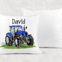 Personalised Watercolour Tractor Cushion, Cuddle Pillow, Birthday Gift, Farm, Kids, Adults, 4 Colours - thumbnail 3