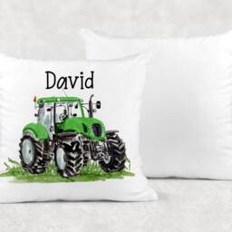 Personalised Watercolour Tractor Cushion, Cuddle Pillow, Birthday Gift, Farm, Kids, Adults, 4 Colours - thumbnail 2