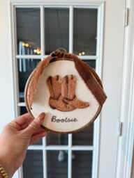 Cowboy Boot Nursery Decor - Needle Felt Art Embroidery Hoop Western Baby Shower Gift Rustic Room Wall Hanging - thumbnail 1