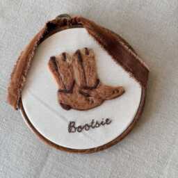 Cowboy Boot Nursery Decor - Needle Felt Art Embroidery Hoop Western Baby Shower Gift Rustic Room Wall Hanging - thumbnail 2