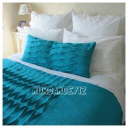 Pintuck Linen Duvet Cover, Emerald Teal Green, Shabby Chic Bedding - thumbnail 4