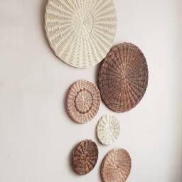 Boho Wicker Wall Basket Plates - Set Of 6 - thumbnail 2