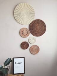 Boho Wicker Wall Basket Plates - Set Of 6
