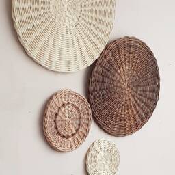 Boho Wicker Wall Basket Plates - Set Of 6 - thumbnail 3