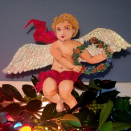 Silver Glitter Cherub Personalized Angel Tree Topper - Multi-Use 10''x 12'' Diy Customize Great For Baby's 1st Christmas - Light Skin Angel - thumbnail 2