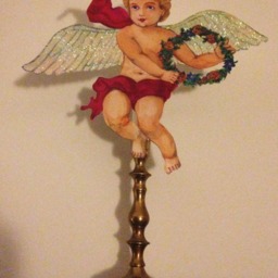 Silver Glitter Cherub Personalized Angel Tree Topper - Multi-Use 10''x 12'' Diy Customize Great For Baby's 1st Christmas - Light Skin Angel - thumbnail 3