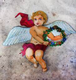 Silver Glitter Cherub Personalized Angel Tree Topper - Multi-Use 10''x 12'' Diy Customize Great For Baby's 1st Christmas - Light Skin Angel