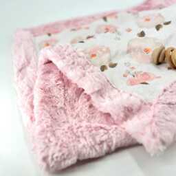 Pink Baby Blanket Personalized Gift Boho Nursery Bedding Set Floral Minky Soft Throw Custom Design Watercolor Gold Accent Newborn Present - thumbnail 2