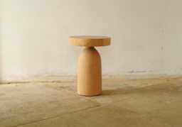 Wooden, Round, Handmade, Side Table - thumbnail 1