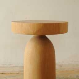 Wooden, Round, Handmade, Side Table - thumbnail 3