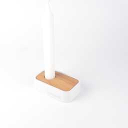 Candle Holder For Stick Candles Made Of Concrete & Oak, Handmade Stylish Unique Pieces, A Great Gift Idea - thumbnail 2