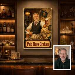 Personalised Pub Landlord Canvas From Photo, Custom Text Vintage Poster, Home Bar Wall Art Birthday Retirement Gift For Him Dad - thumbnail 3