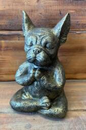 Stone Garden Gold Meditating Sitting French Bulldog/Frenchie Dog Ornament Statue