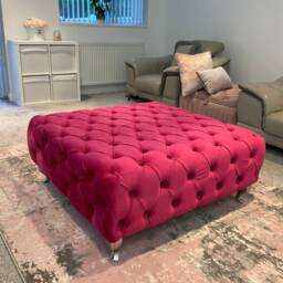 Handmade Velvet Chesterfield Footstool Luxury French Upholstered Ottoman - thumbnail 2