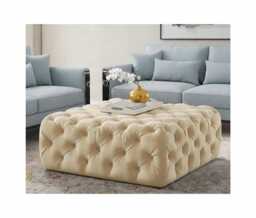 Hand Crafted All Sides Chesterfield Design Plush Velvet Footstool - Footrest, Ottoman, Coffee Table - thumbnail 1