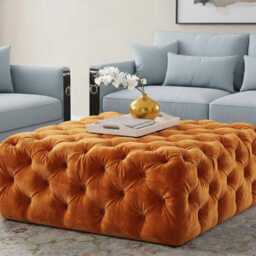 Hand Crafted All Sides Chesterfield Design Plush Velvet Footstool - Footrest, Ottoman, Coffee Table - thumbnail 2