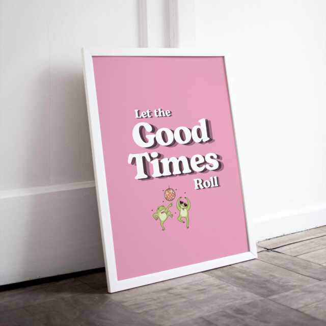 Dancing Frogs Print Let The Good Times Roll - Positive Quote - image 1