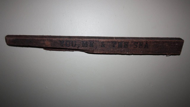 "Hand Made Wood Burned Driftwood Sign, Wall Hanging Reads ""You, Me & The Sea" - image 1