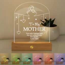 Personalized Night Light Gift For Mum - Mothers Day From Daughter Son Custom Acrylic Led Lamp Best 7 Color - thumbnail 2