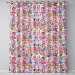 Cute Kawaii Christmas Gingerbread Candy Characters Soft White Seamless Pattern Readymade Eyelet Ring Top Thermal 100% Blackout Curtains - thumbnail 2