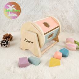 Personalized Wooden Baby Spinning Drum, Montessori Educational Colorful Toy, Gift, Custom Msontessori Sensory Toy Rainbow Spinner