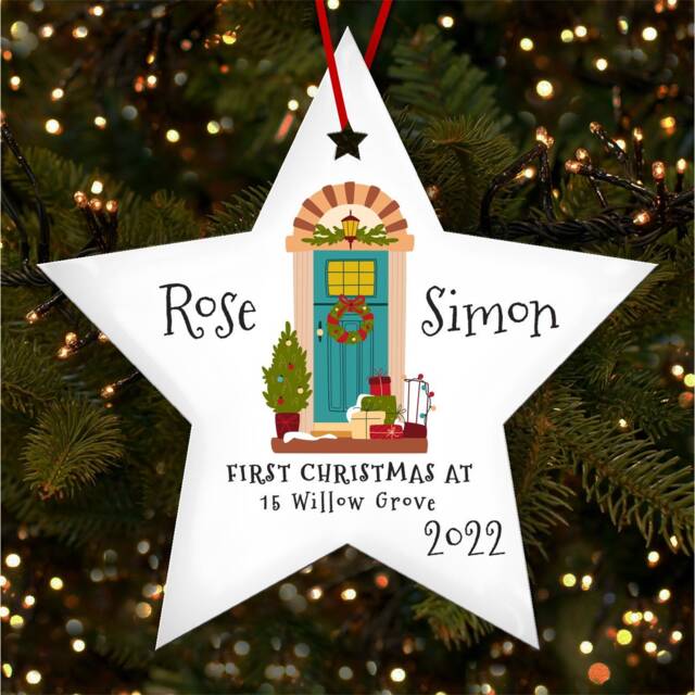 First New Home Winter Door Personalised Christmas Tree Ornament Decoration